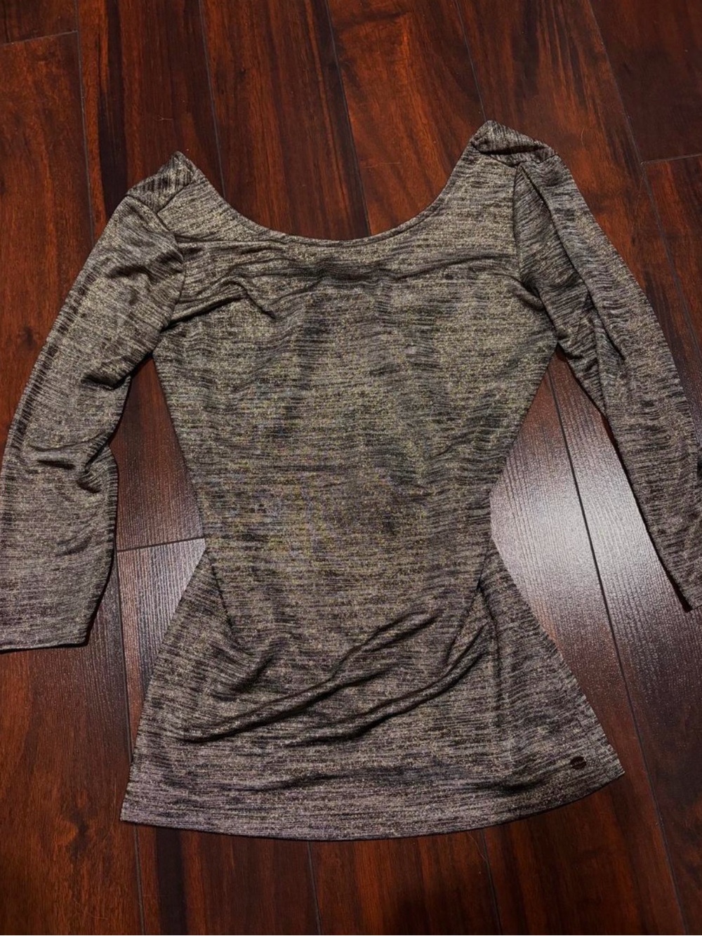 Guess Women's Gray Marled Long-Sleeve Bow Back